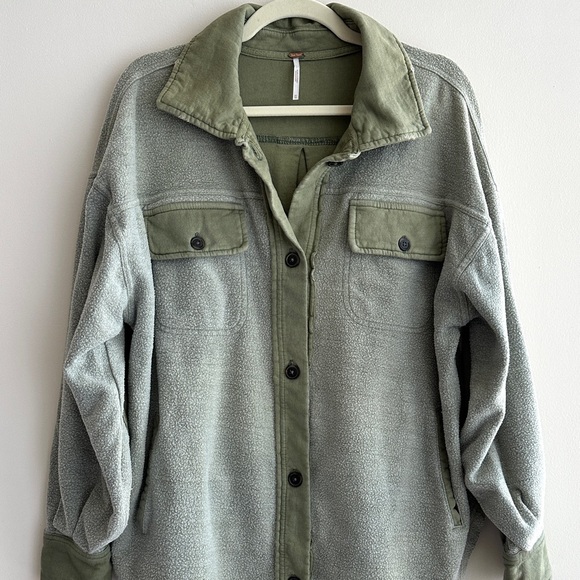 Free People Women’s Ruby Fleece Shirt Jacket, Size XS, Jaded Green - Picture 5 of 16